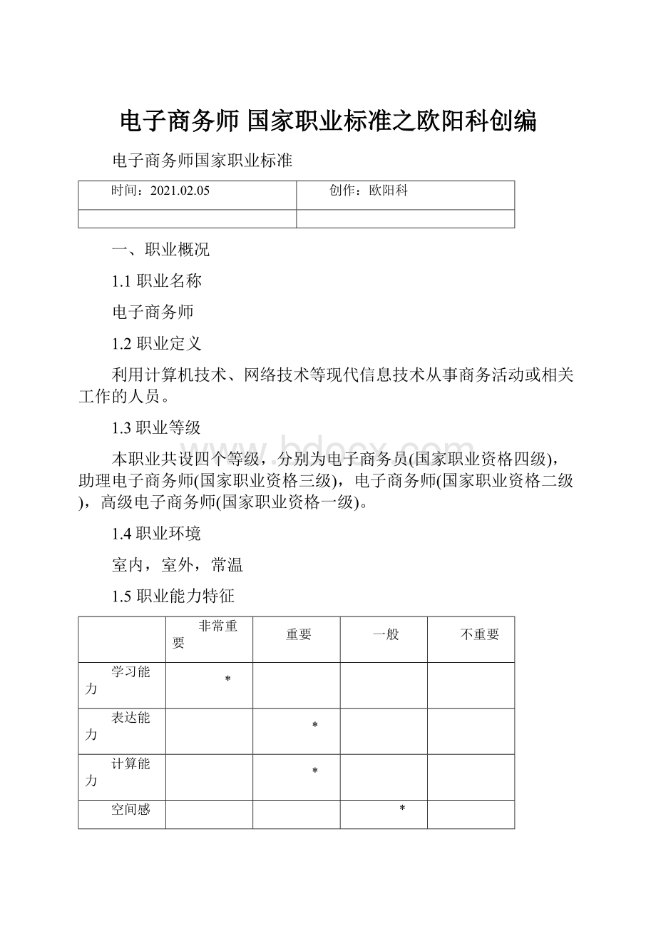 电子商务师 国家职业标准之欧阳科创编.docx