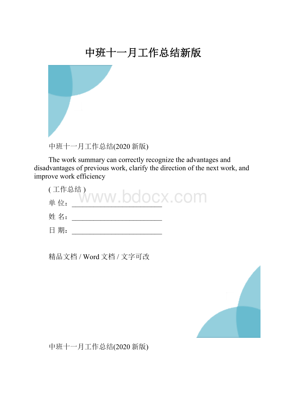 中班十一月工作总结新版.docx