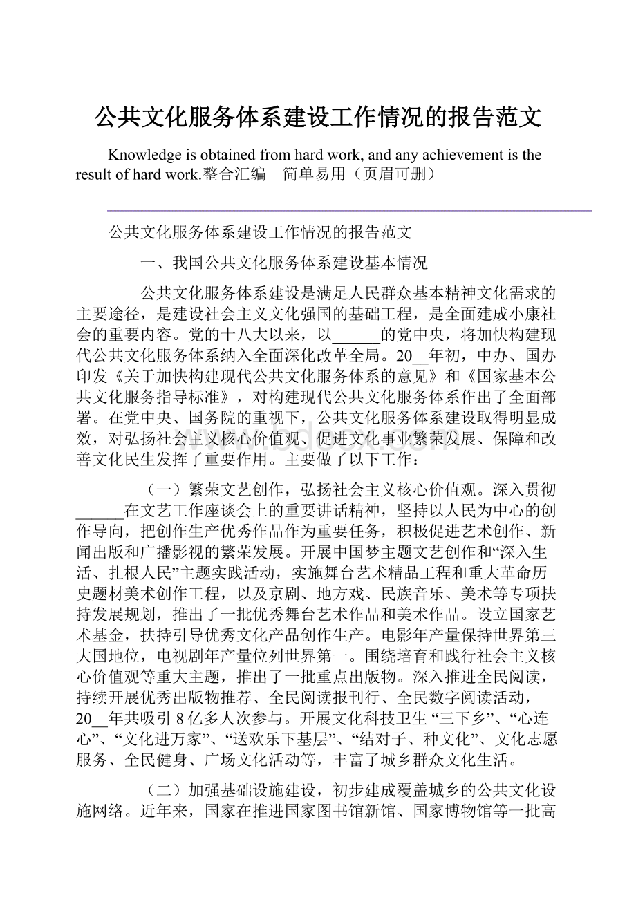 公共文化服务体系建设工作情况的报告范文.docx