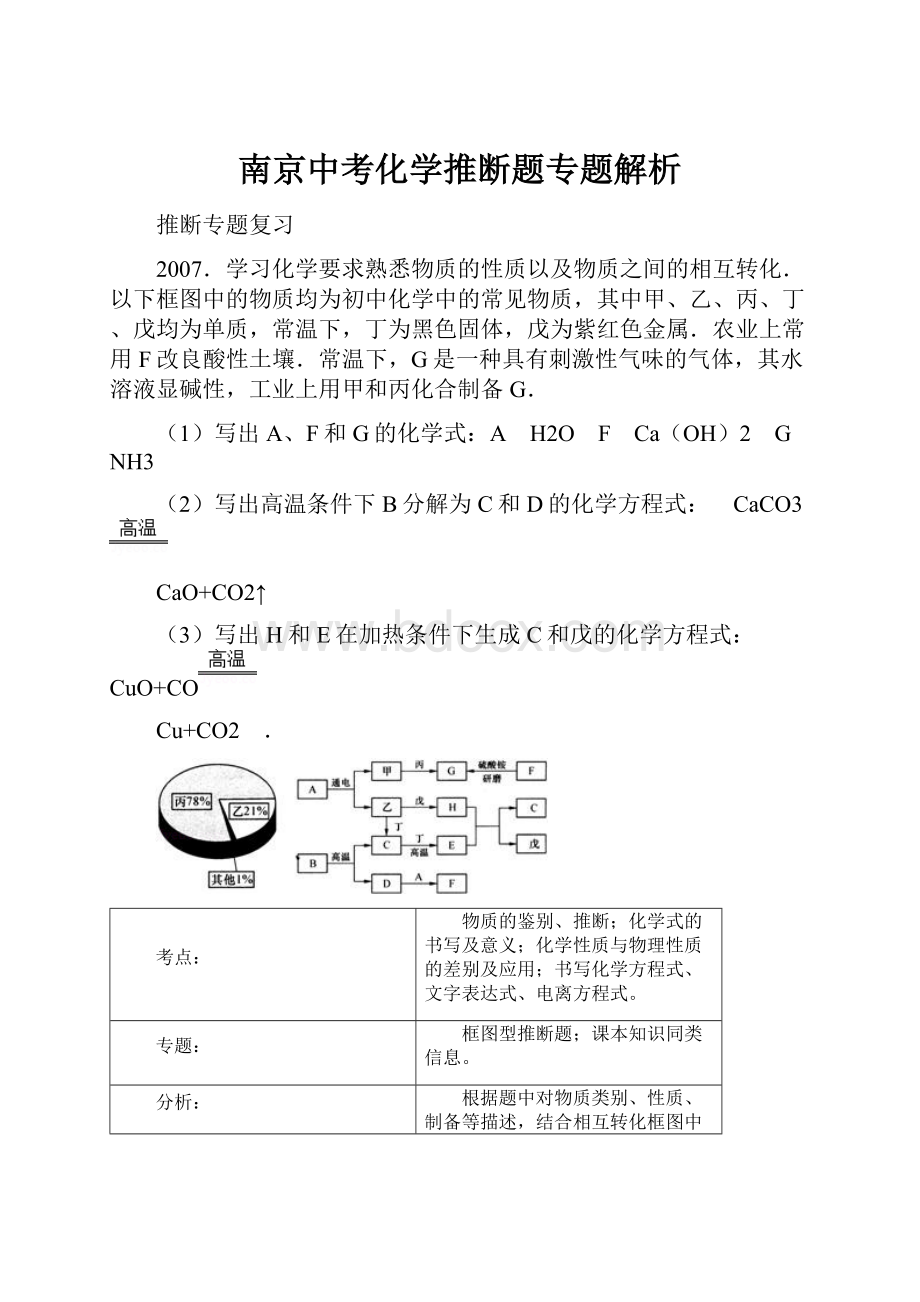 南京中考化学推断题专题解析.docx