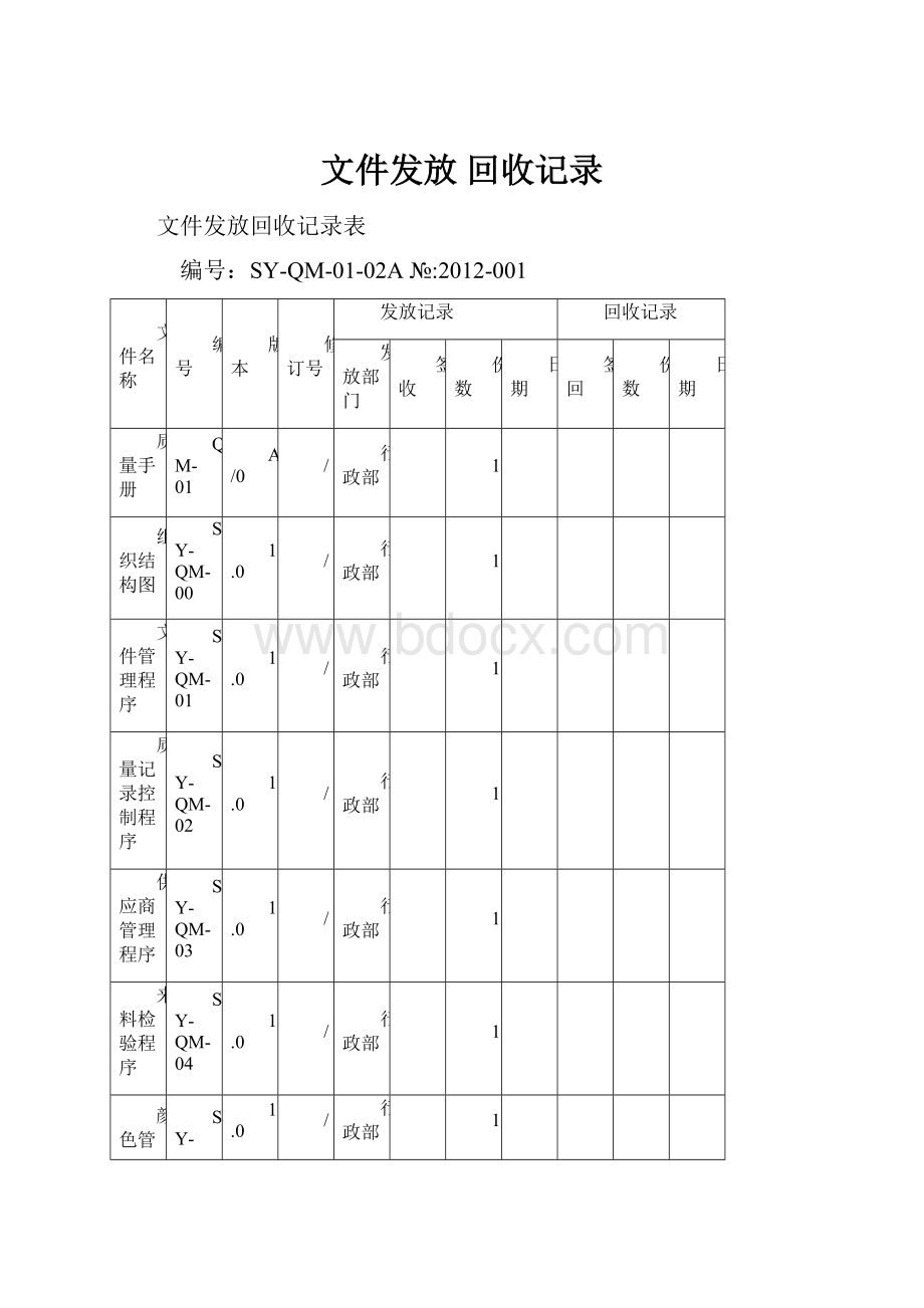 文件发放 回收记录.docx