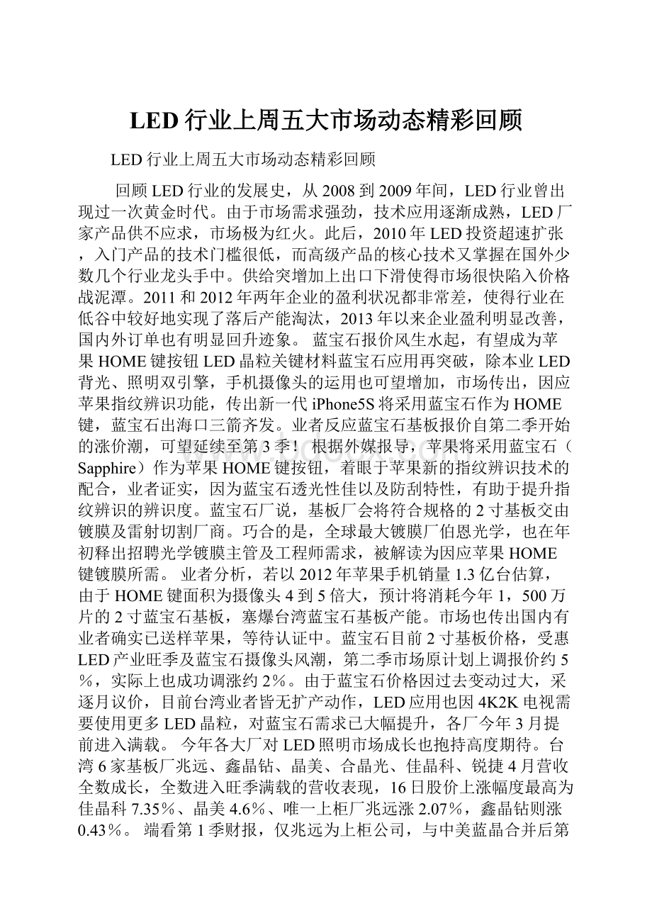 LED行业上周五大市场动态精彩回顾.docx_第1页