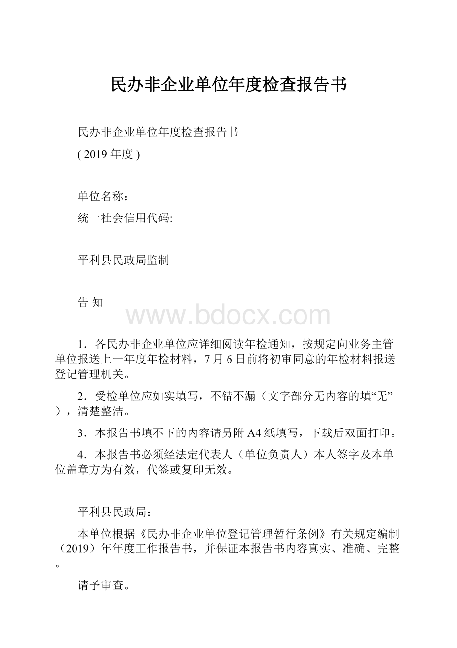 民办非企业单位年度检查报告书.docx