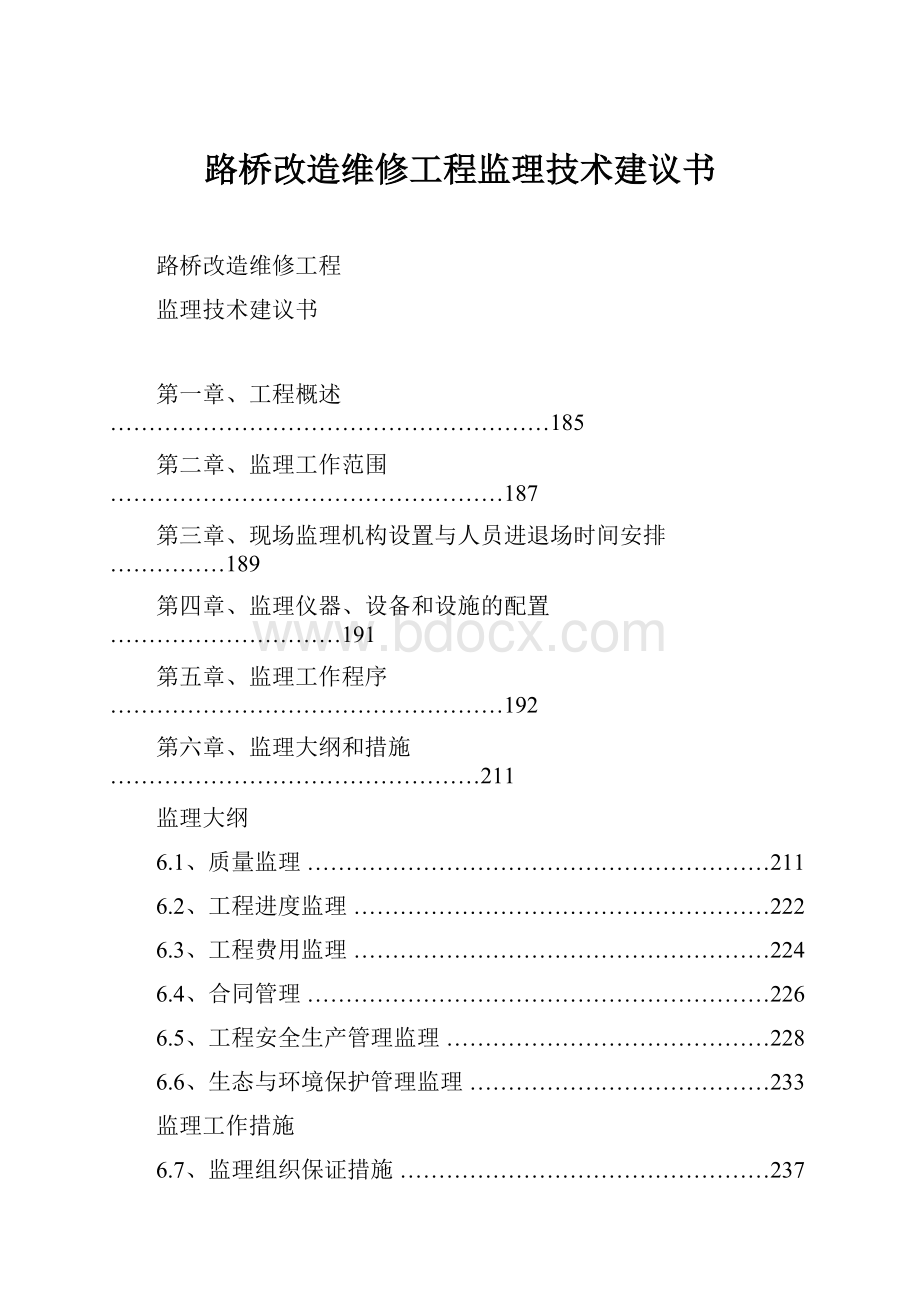 路桥改造维修工程监理技术建议书.docx