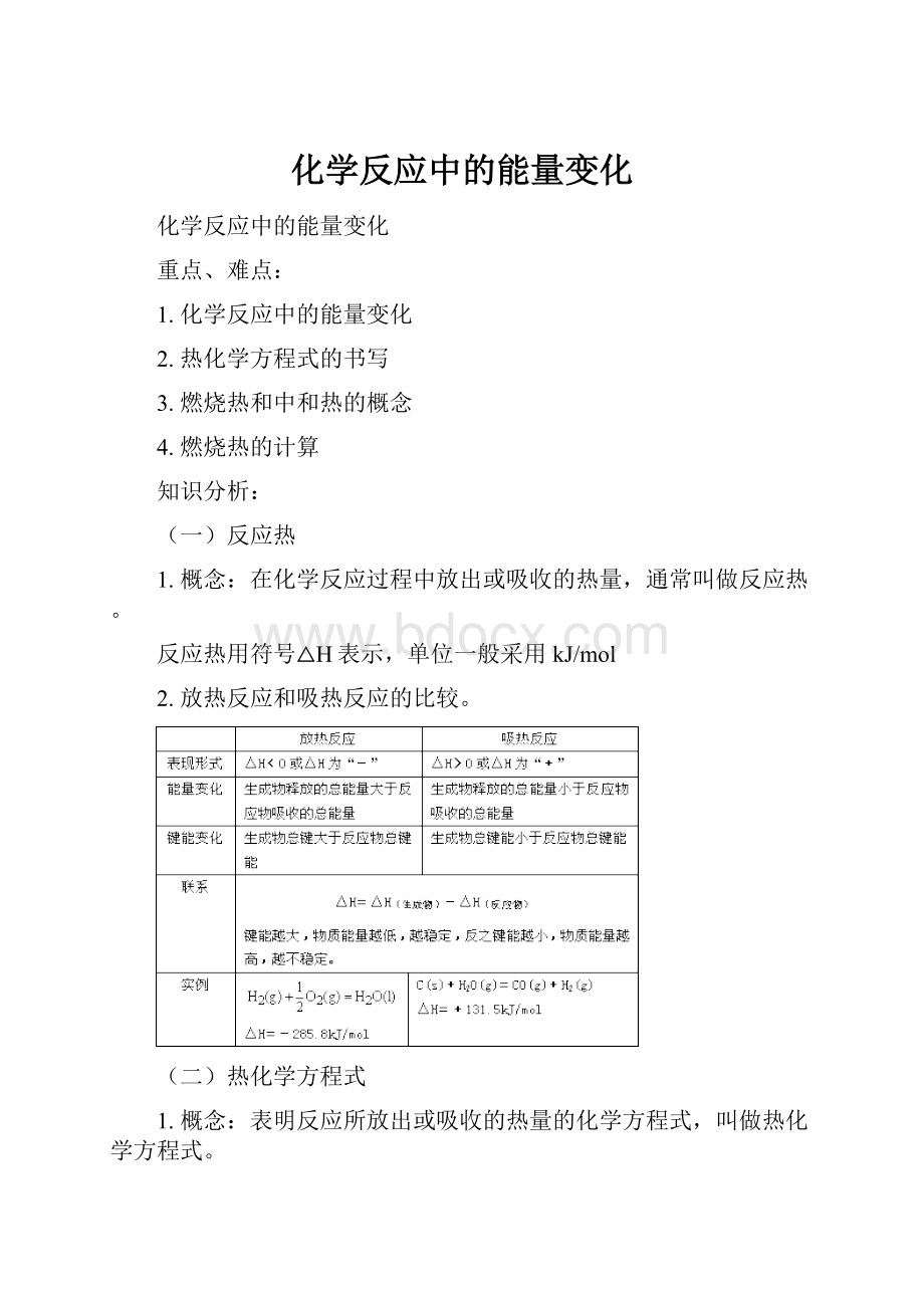 化学反应中的能量变化.docx