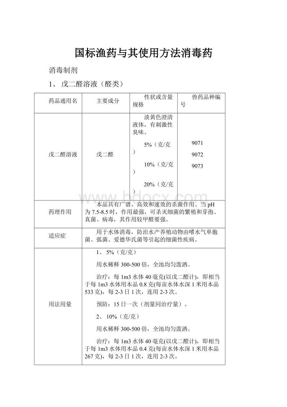 国标渔药与其使用方法消毒药.docx