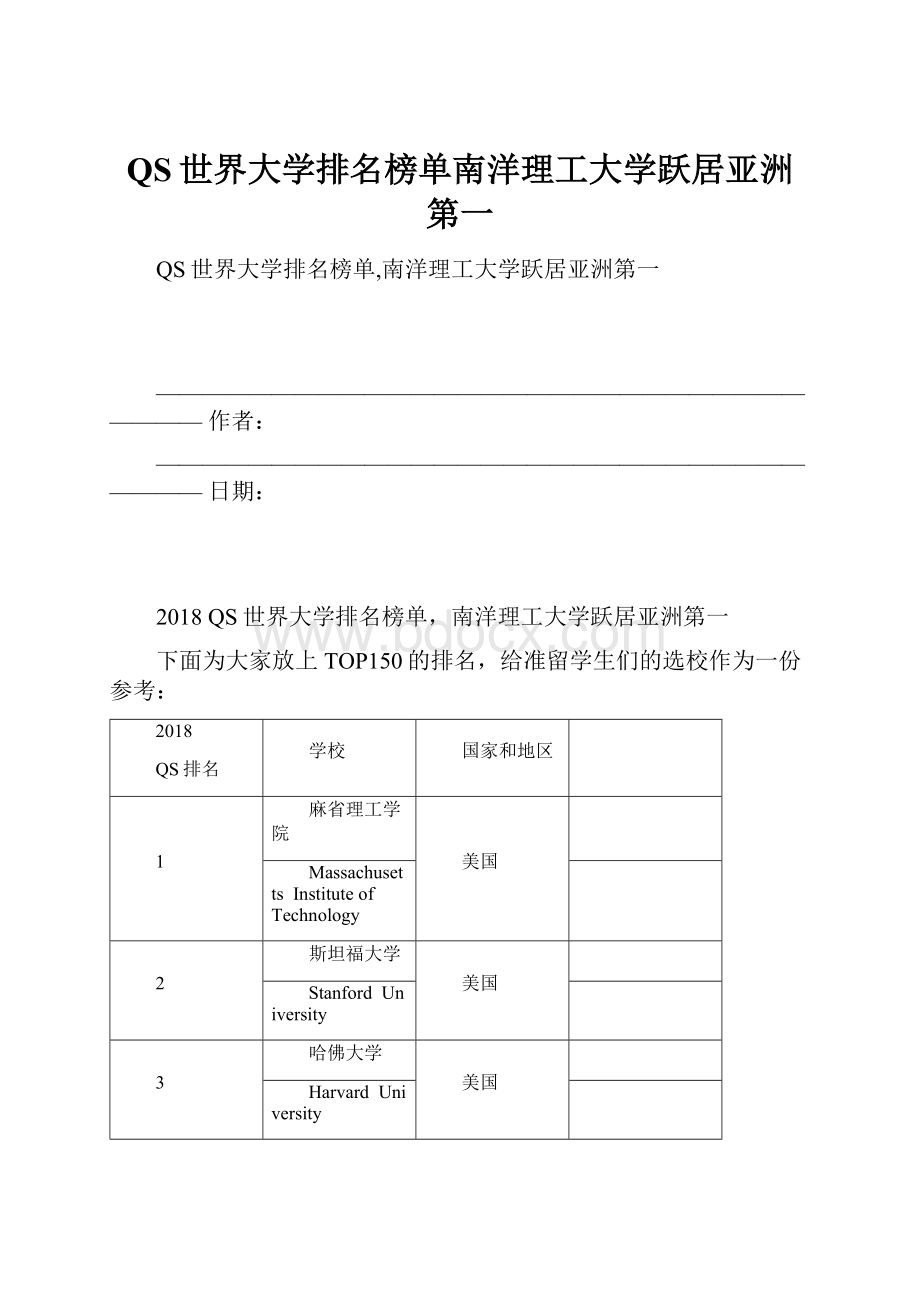 QS世界大学排名榜单南洋理工大学跃居亚洲第一.docx