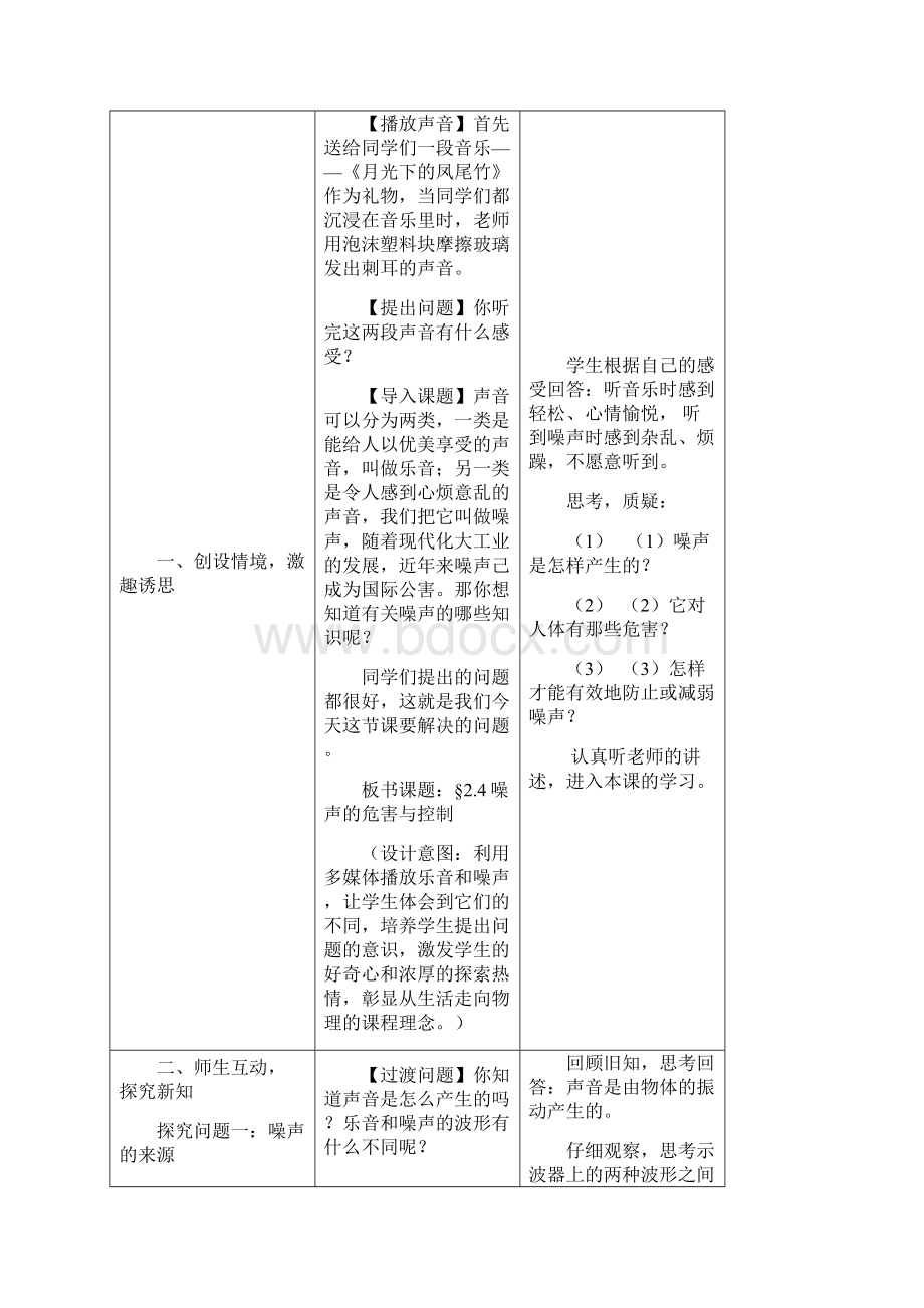 初中物理《噪声的危害和控制》教学设计.docx_第2页