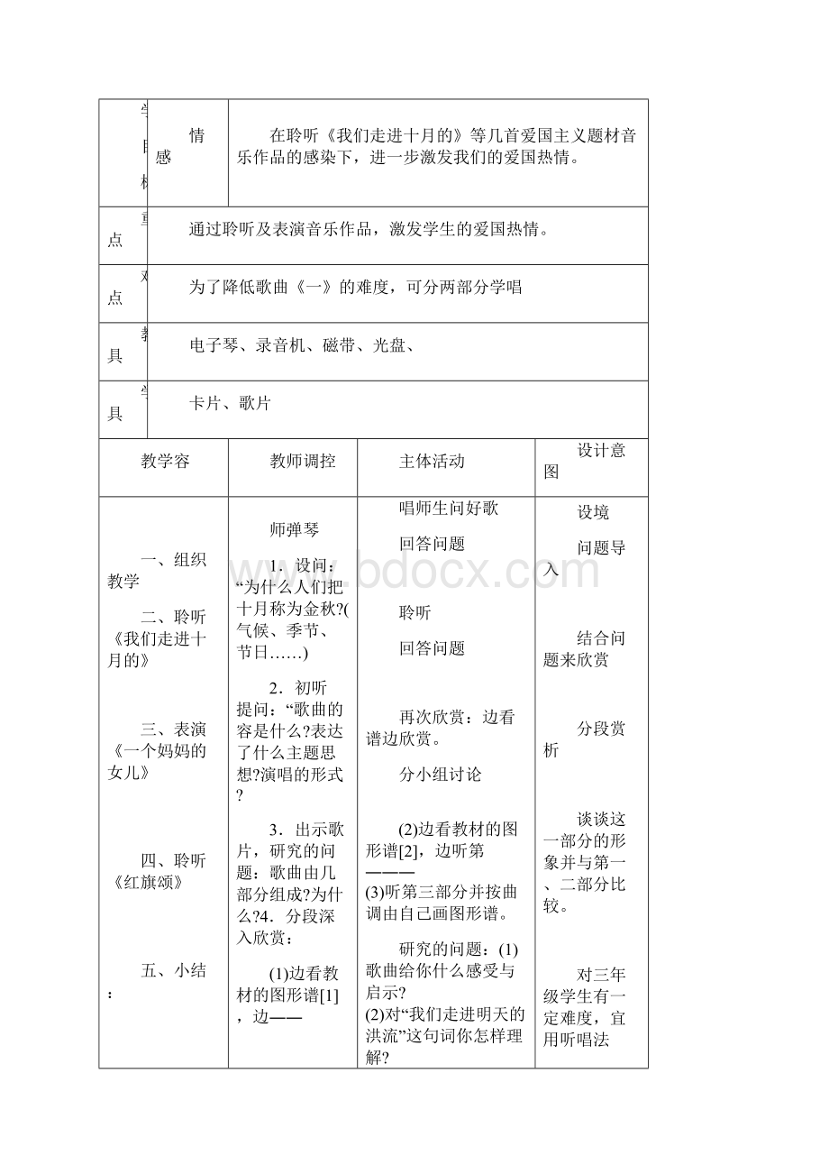 人音版三年级下音乐教学案表格模板.docx_第2页