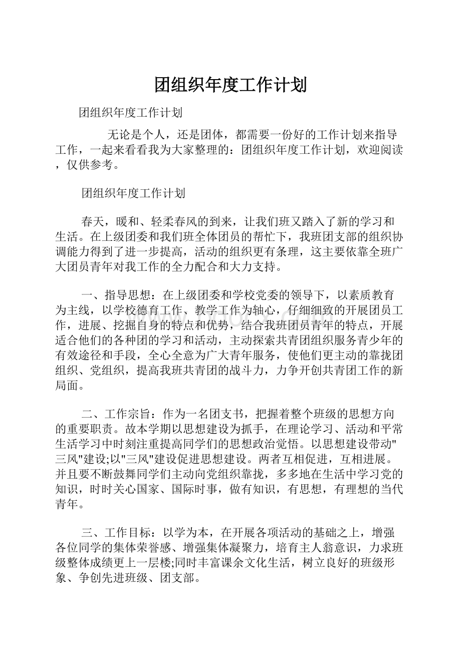 团组织年度工作计划.docx