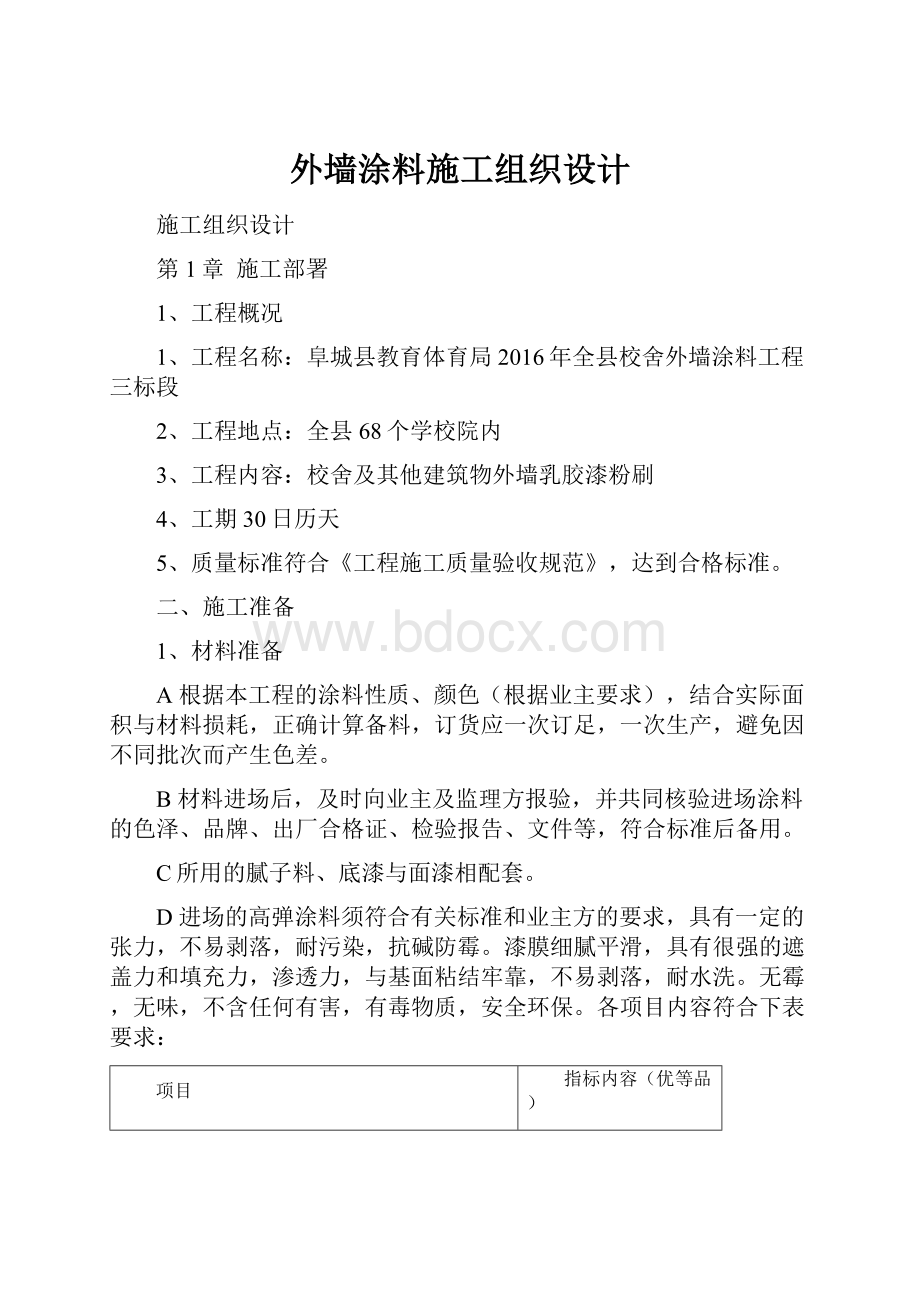 外墙涂料施工组织设计.docx