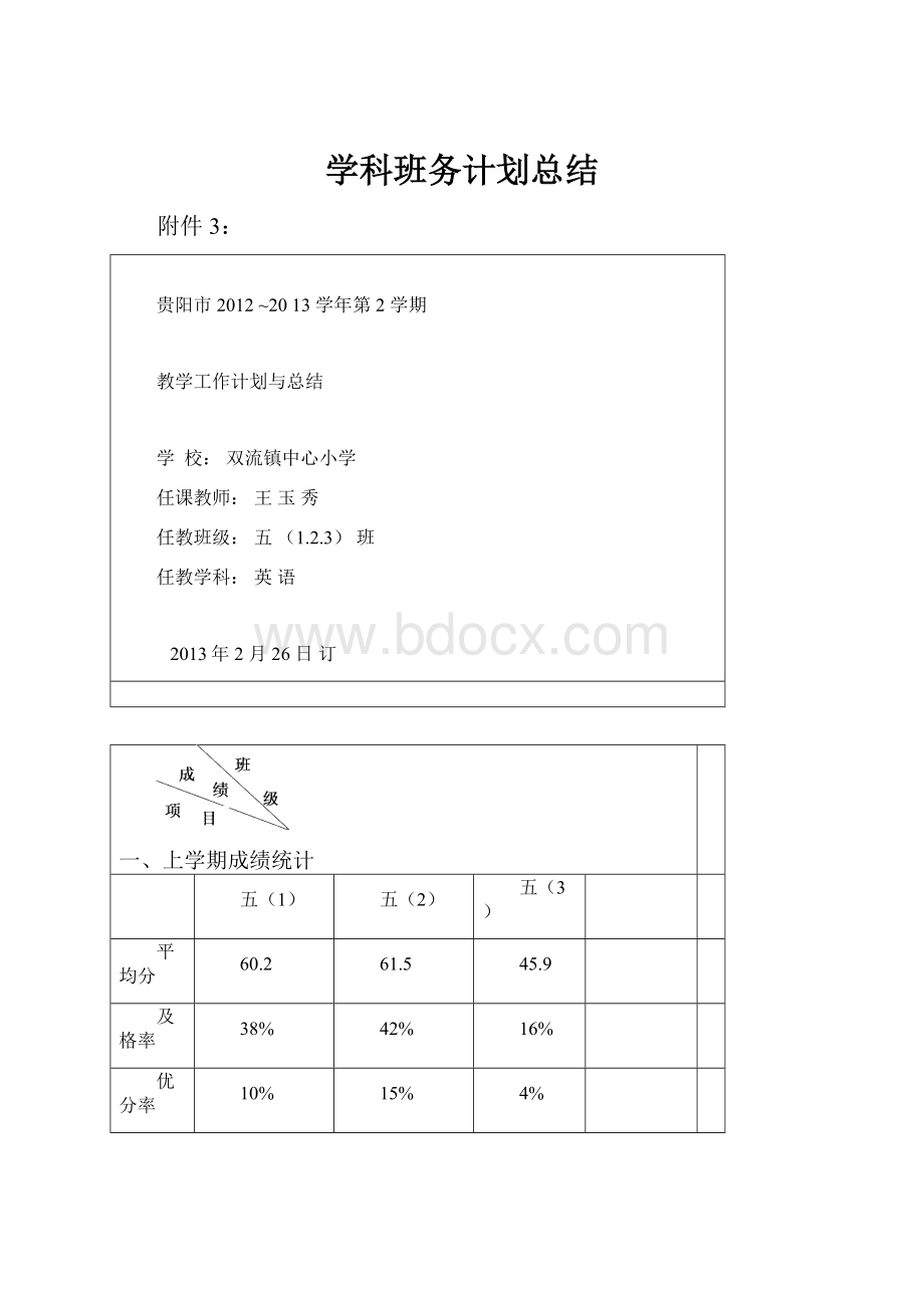 学科班务计划总结.docx