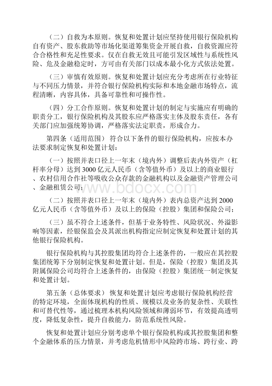 银行保险机构恢复和处置计划实施暂行办法模板.docx_第2页