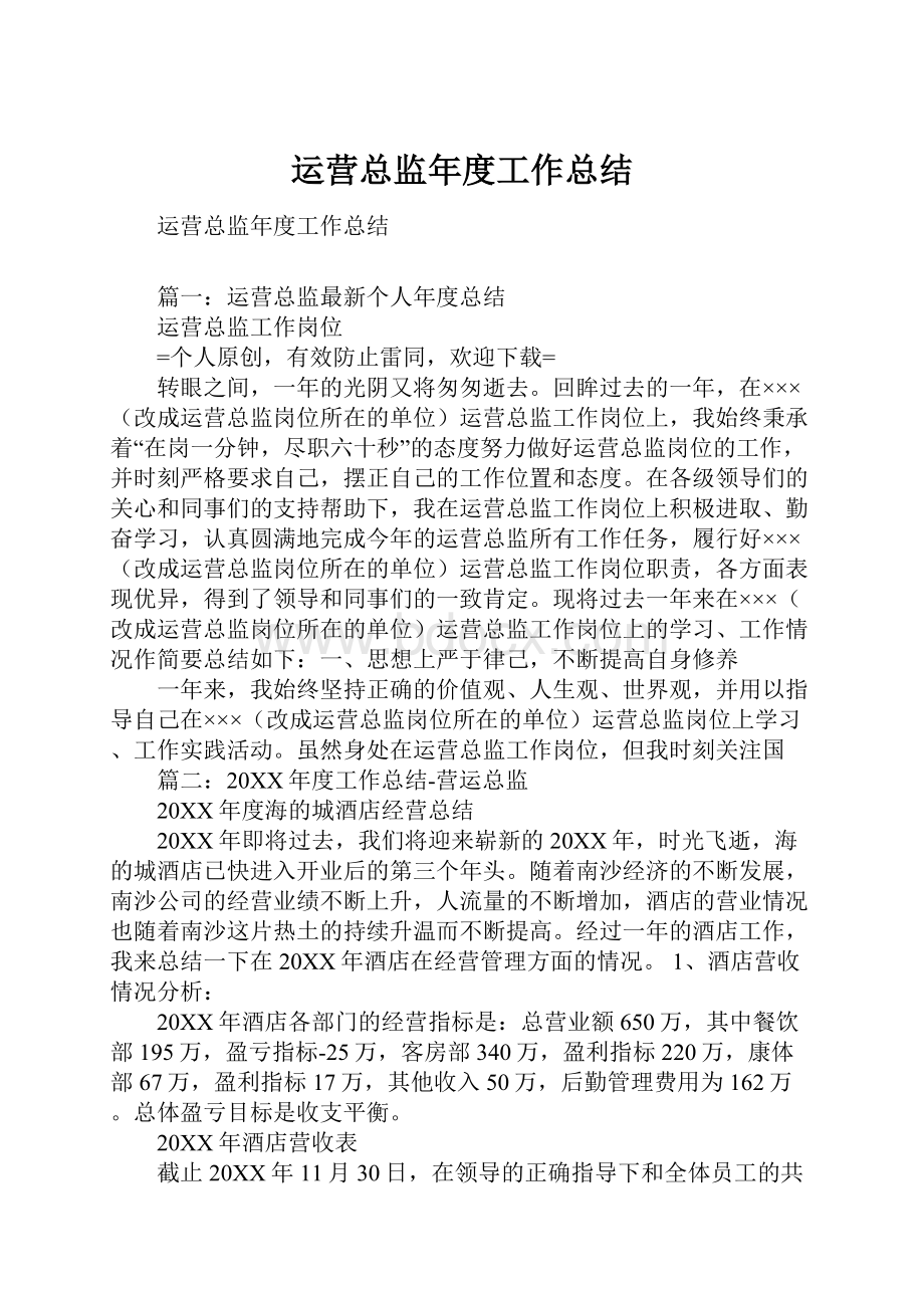 运营总监年度工作总结.docx_第1页