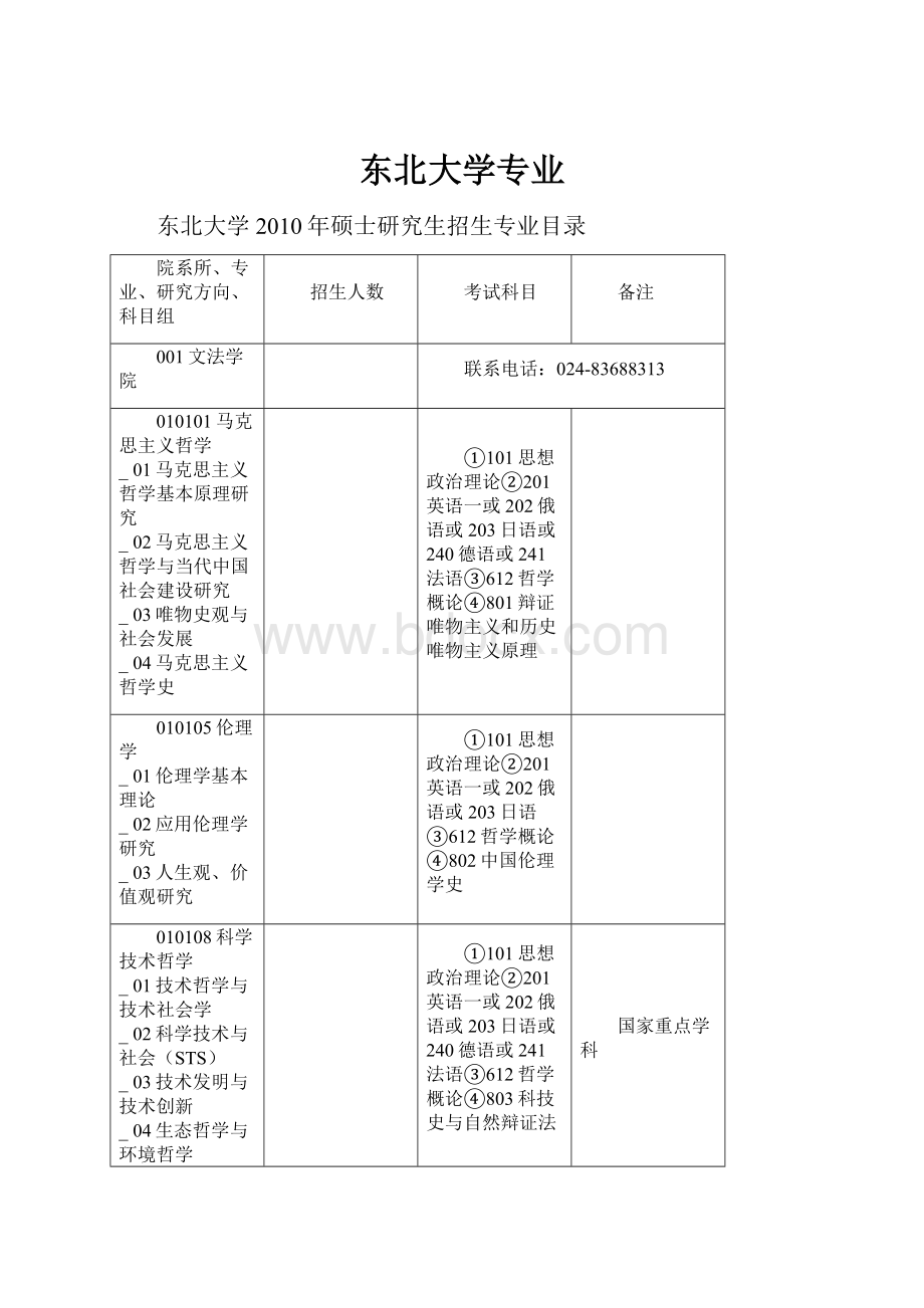 东北大学专业.docx_第1页