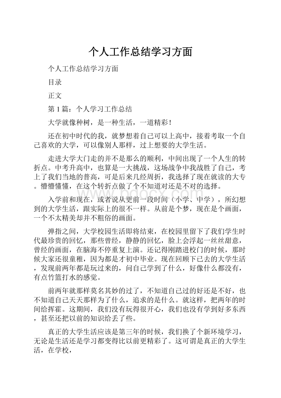 个人工作总结学习方面.docx