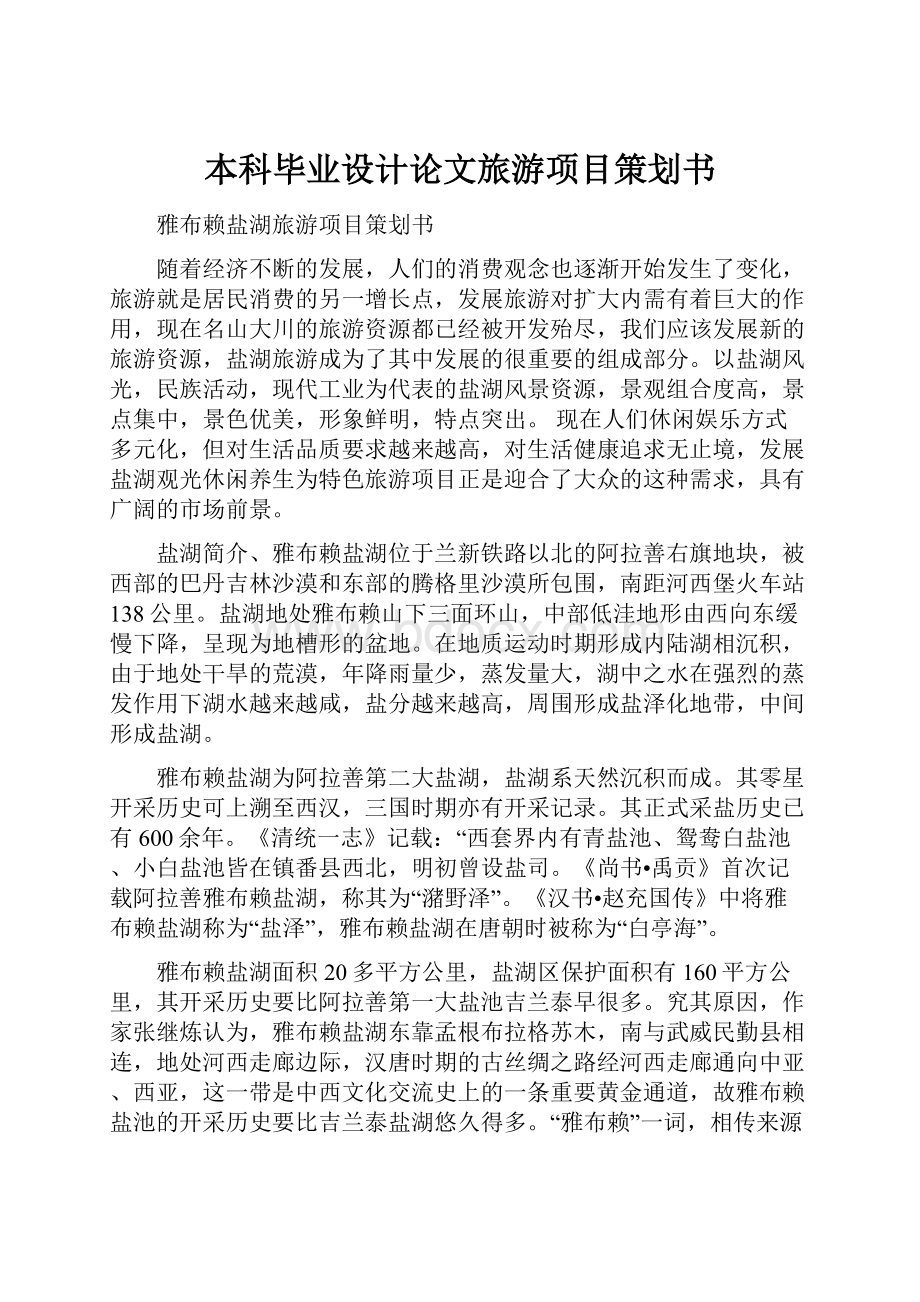 本科毕业设计论文旅游项目策划书.docx