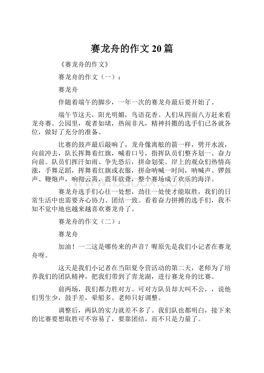 赛龙舟的作文20篇.docx