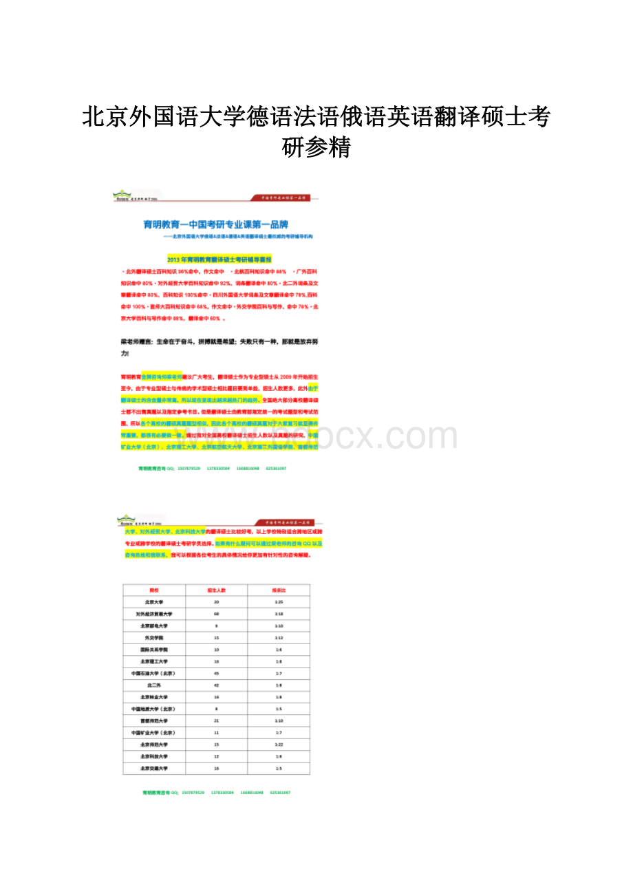 北京外国语大学德语法语俄语英语翻译硕士考研参精.docx