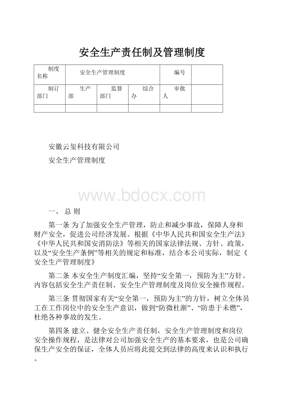 安全生产责任制及管理制度.docx