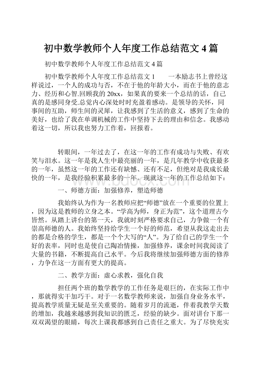 初中数学教师个人年度工作总结范文4篇.docx