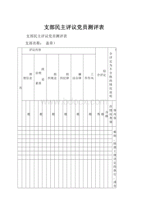 支部民主评议党员测评表.docx