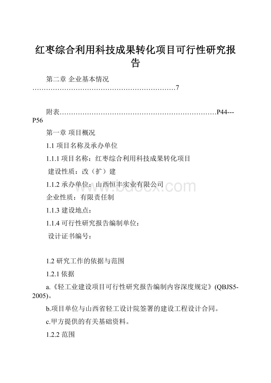 红枣综合利用科技成果转化项目可行性研究报告.docx