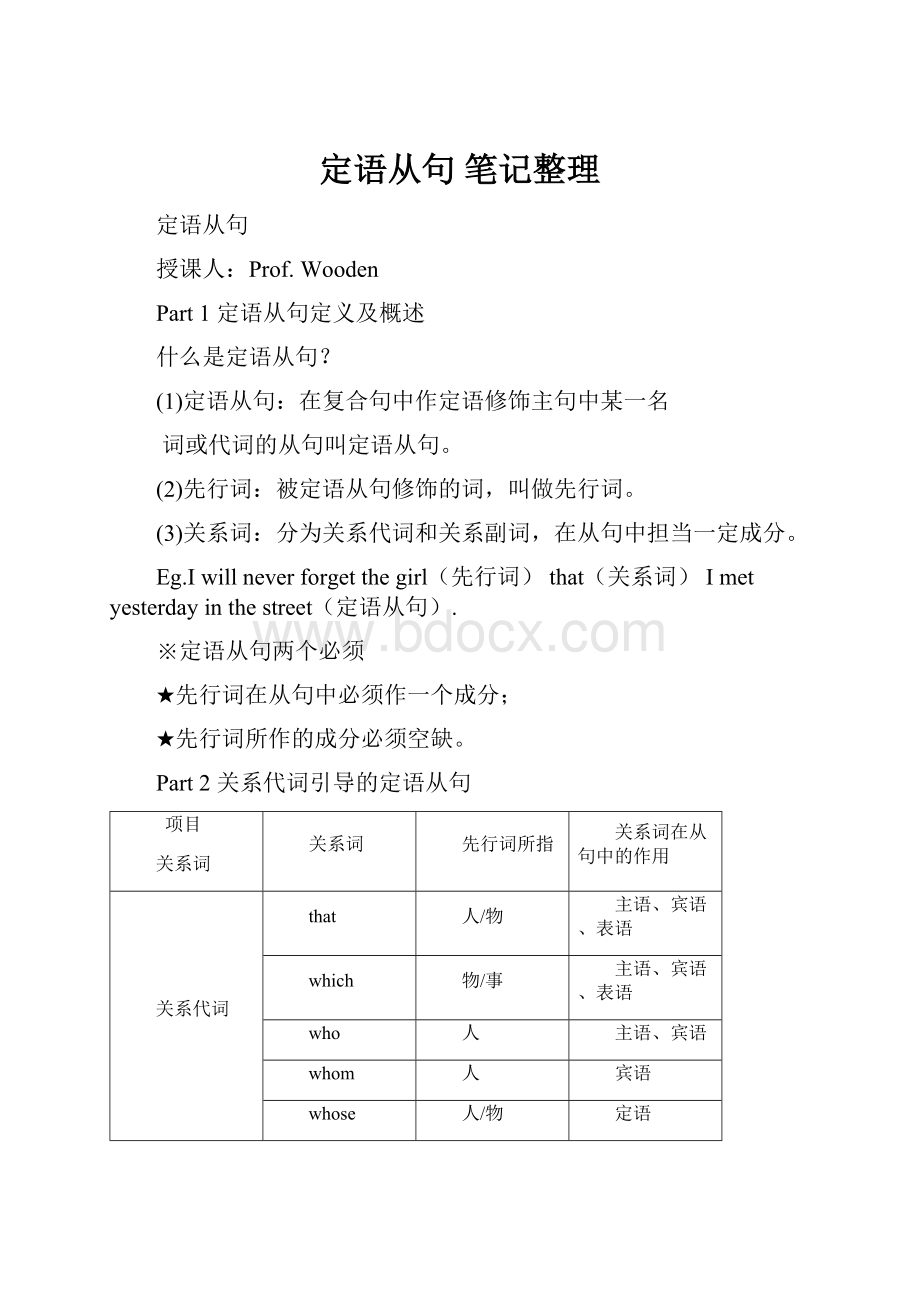 定语从句 笔记整理.docx