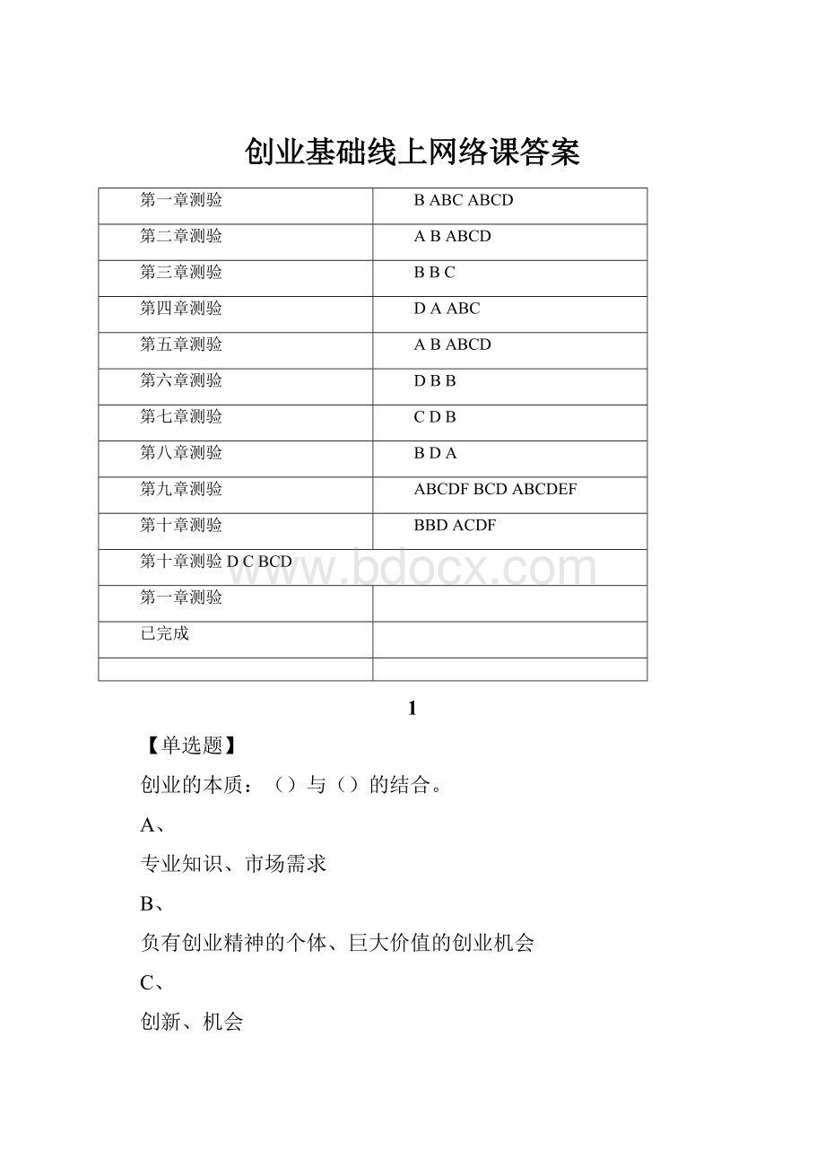 创业基础线上网络课答案.docx