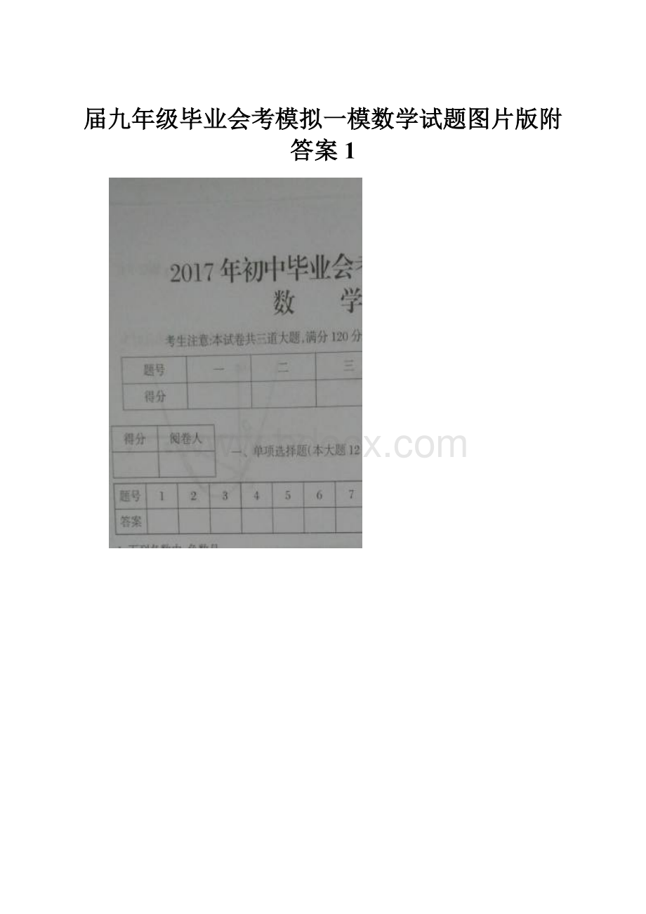 届九年级毕业会考模拟一模数学试题图片版附答案 1.docx_第1页