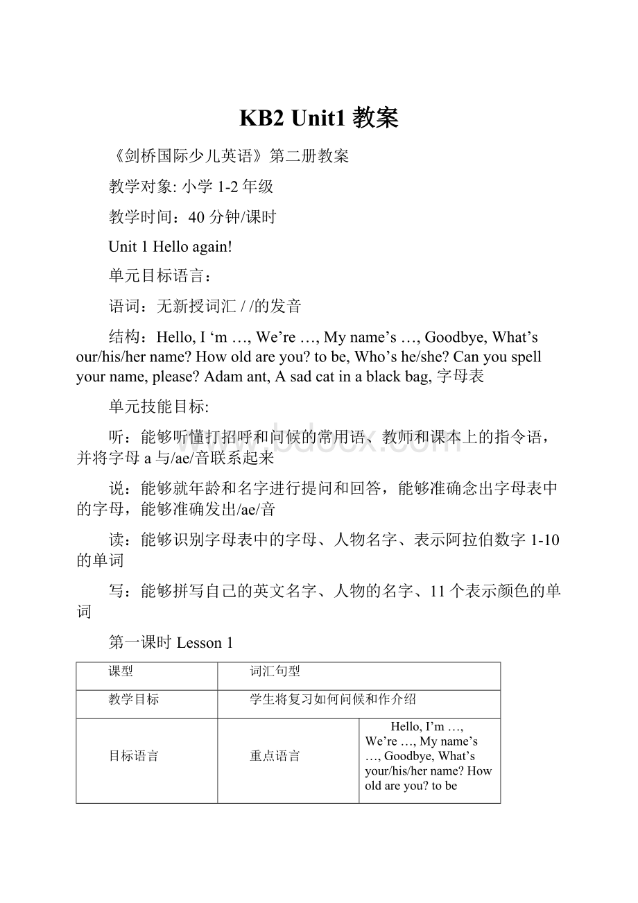 KB2 Unit1教案.docx