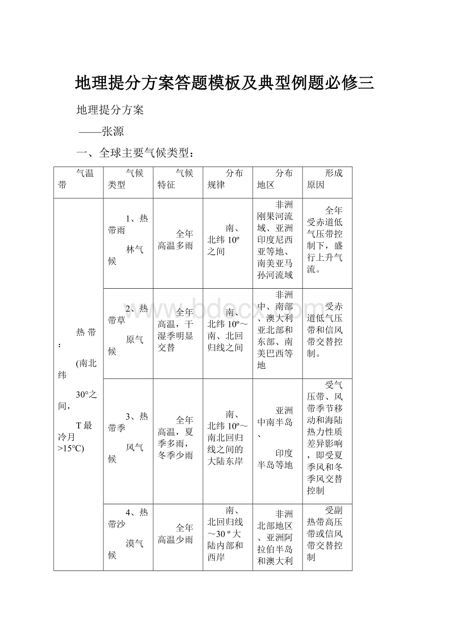 地理提分方案答题模板及典型例题必修三.docx