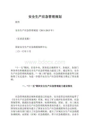 安全生产应急管理规划.docx