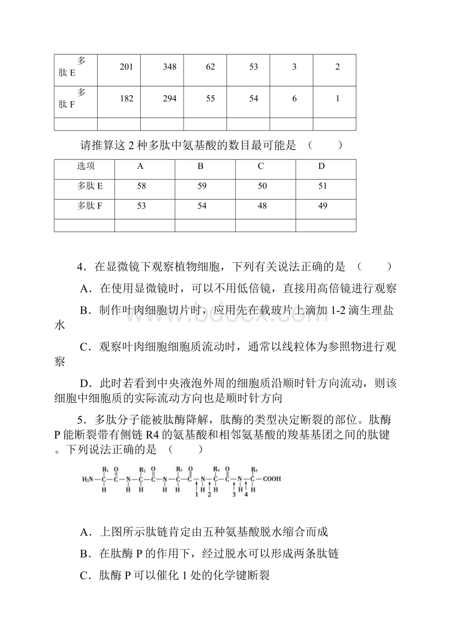 新疆乌鲁木齐一中届高三第一次月考生物试题.docx_第2页