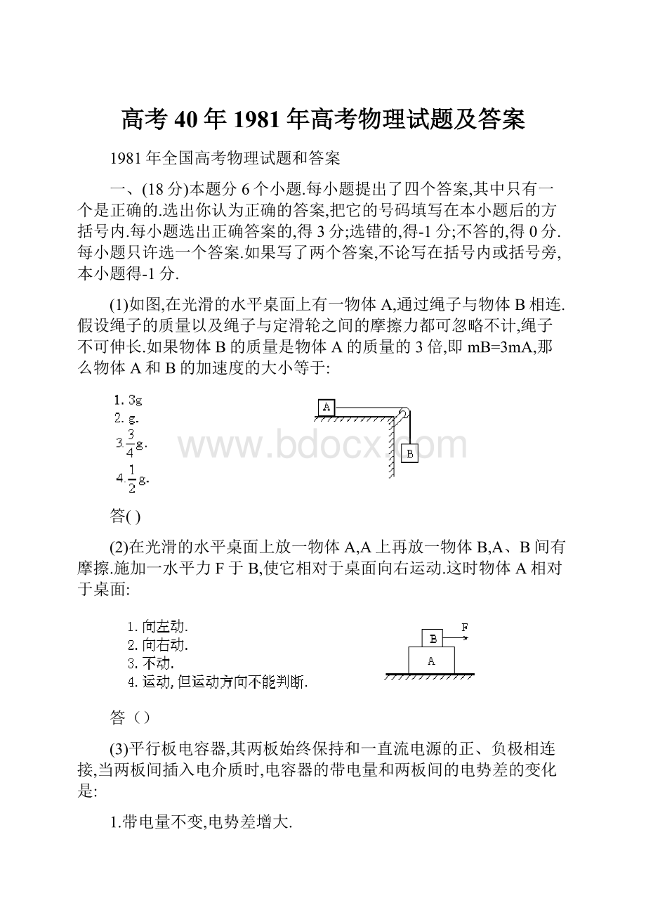 高考40年1981年高考物理试题及答案.docx