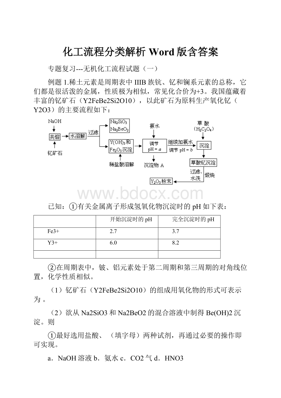 化工流程分类解析Word版含答案.docx