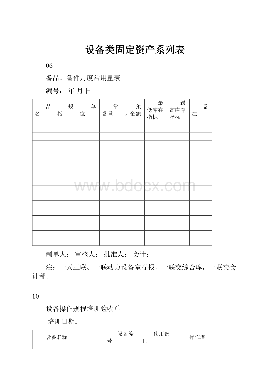 设备类固定资产系列表.docx