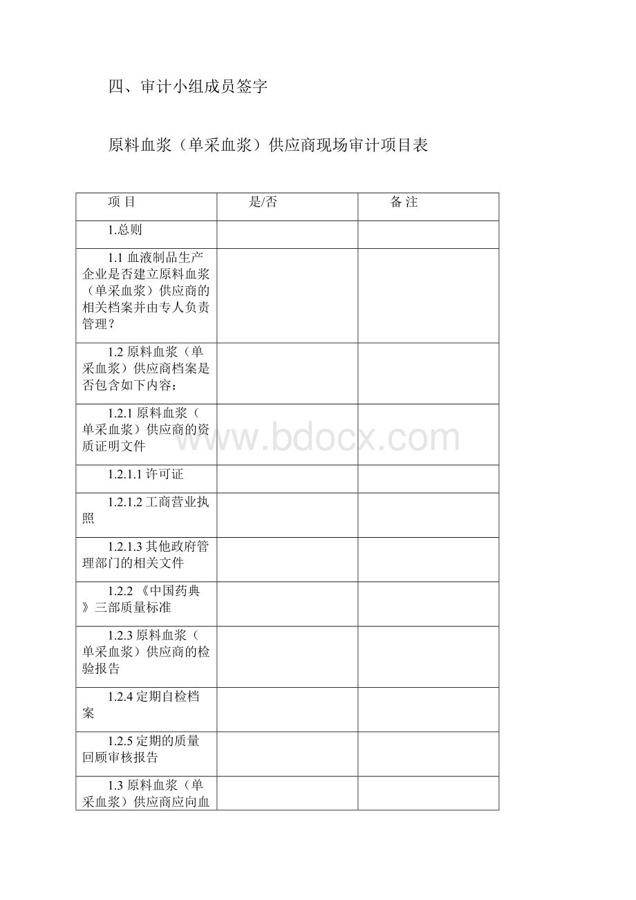 原料血浆单采血浆供应商质量审计.docx_第3页