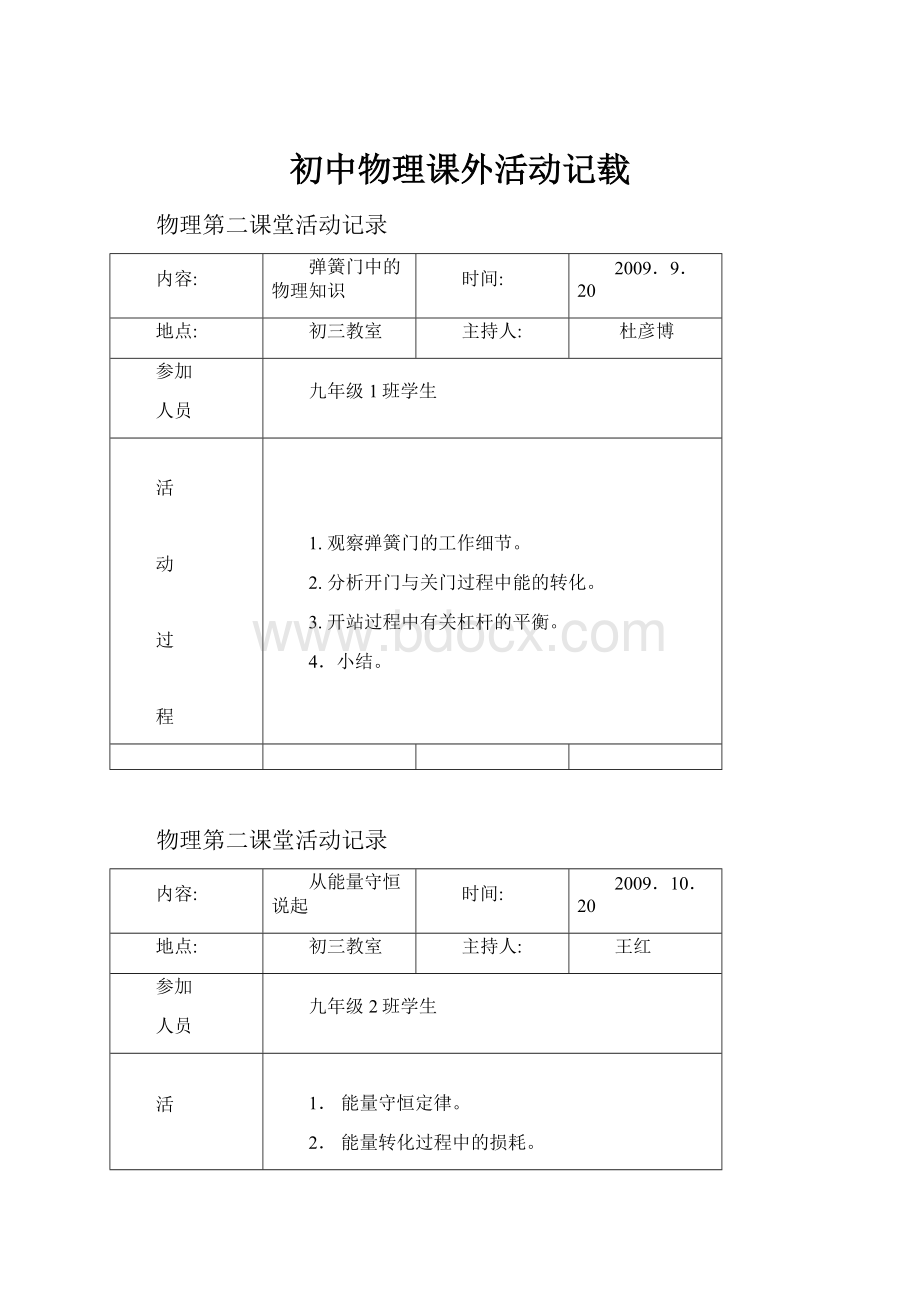 初中物理课外活动记载.docx