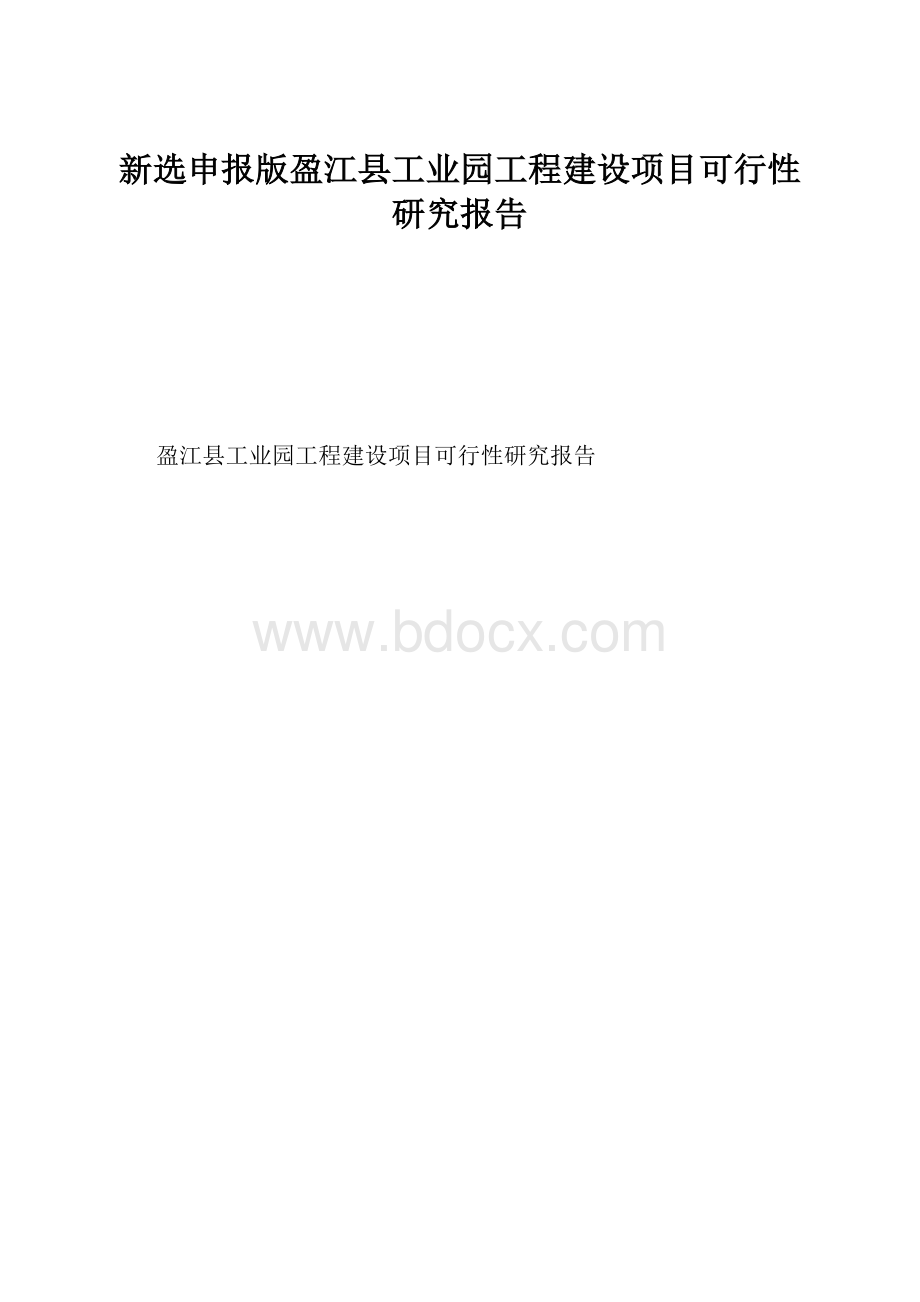 新选申报版盈江县工业园工程建设项目可行性研究报告.docx_第1页