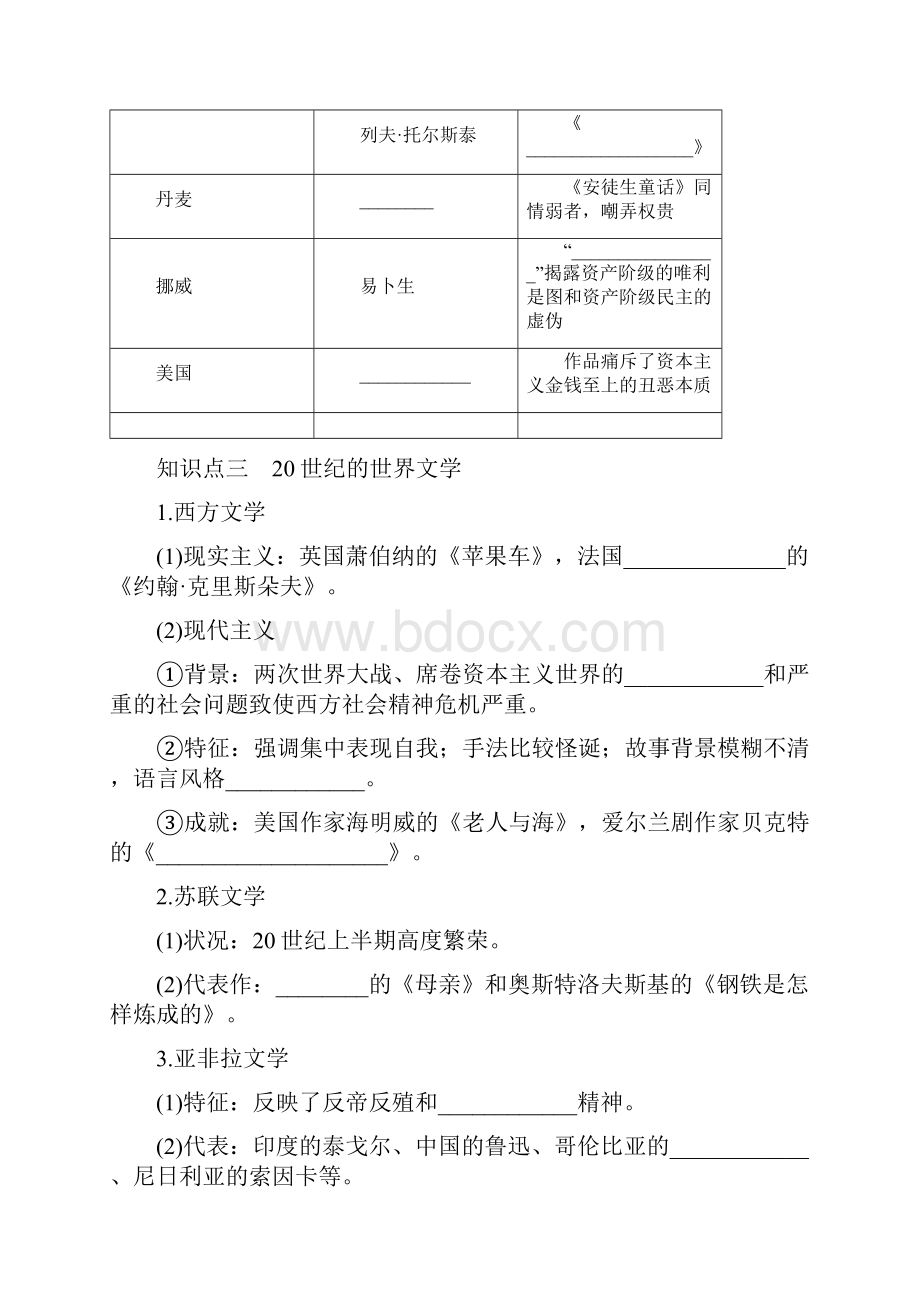 配套K12学习四省市版高中历史 第八单元 19世纪以来的世界文学艺术.docx_第3页