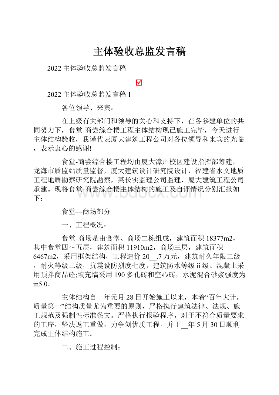 主体验收总监发言稿.docx