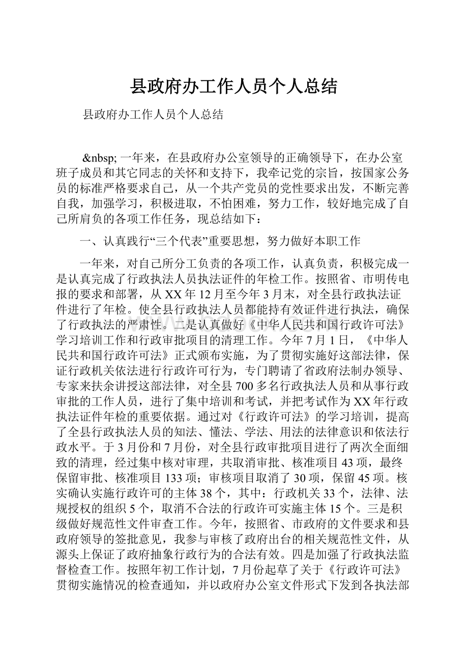 县政府办工作人员个人总结.docx