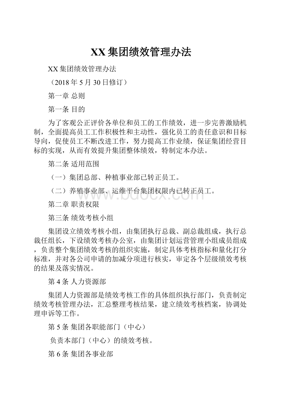 XX集团绩效管理办法.docx