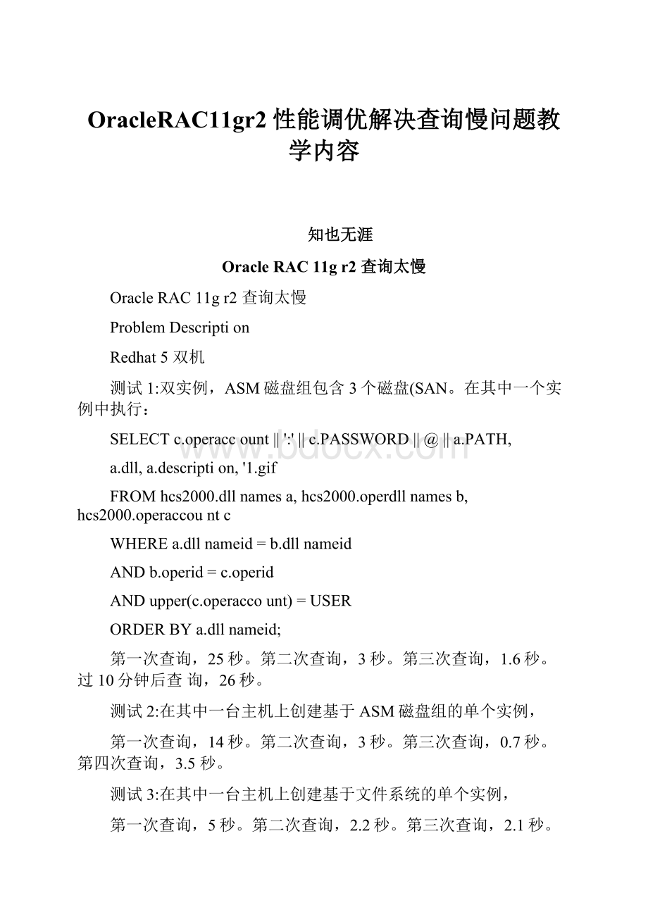 OracleRAC11gr2性能调优解决查询慢问题教学内容.docx