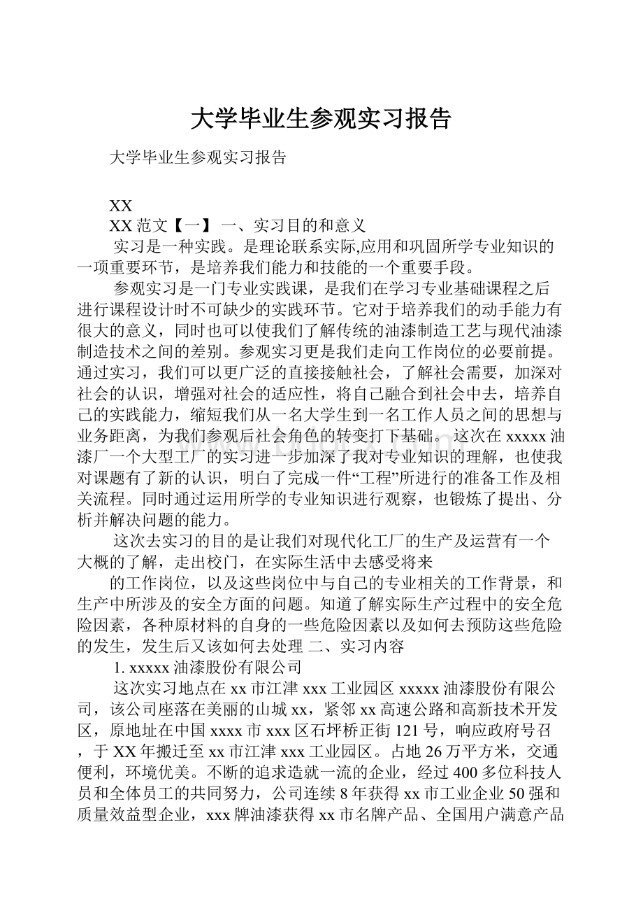 大学毕业生参观实习报告.docx