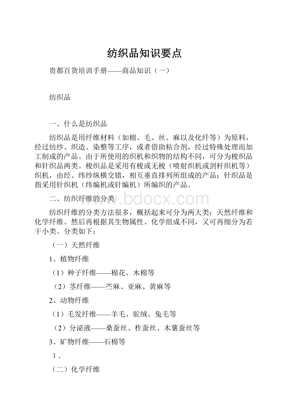 纺织品知识要点.docx_第1页