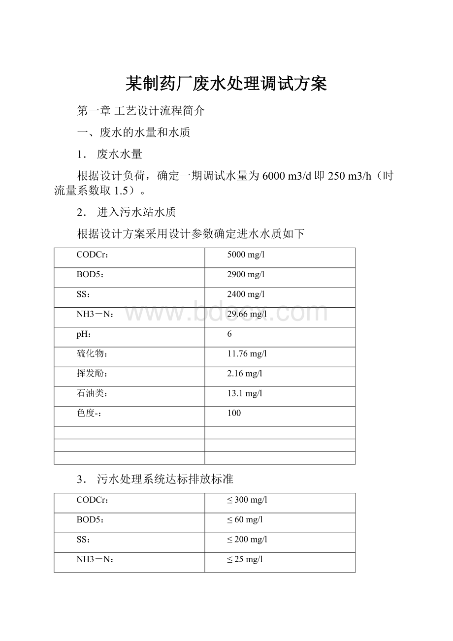 某制药厂废水处理调试方案.docx