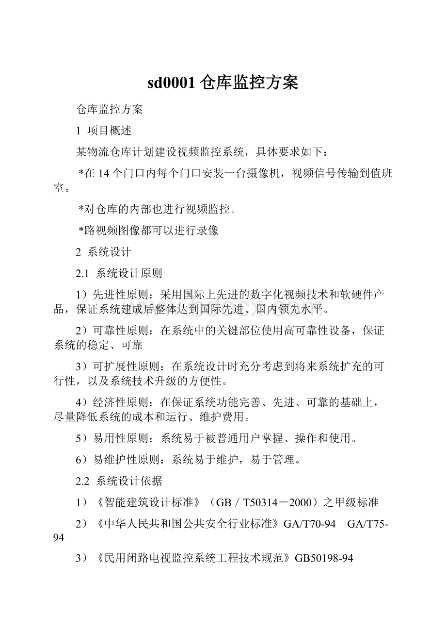 sd0001仓库监控方案.docx