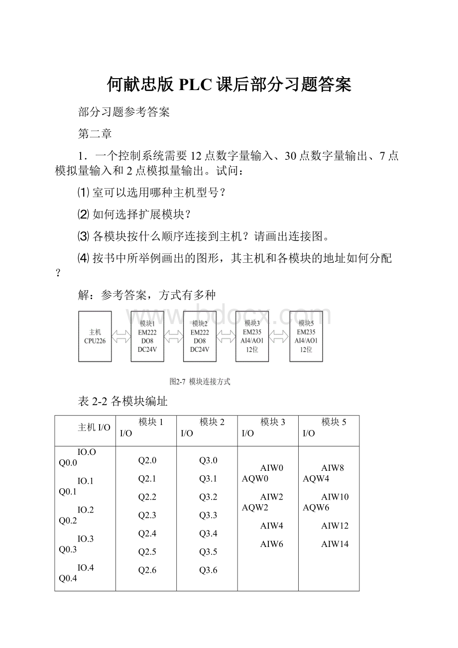 何献忠版PLC课后部分习题答案.docx